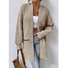 image:imageSidefeel Womens Cardigan Sweaters 2026 Long Sleeve Open Front Chevron Striped Fall Outfits Chunky Knit Sweaters CoatKhaki