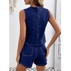 image:imageSidefeel Womens Denim Set Summer 2 Piece Short Sets Sleeveless Jean Top High Waisted Denim Shorts Bluing Small