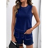 image:imageSidefeel Womens Denim Set Summer 2 Piece Short Sets Sleeveless Jean Top High Waisted Denim Shorts Bluing Small