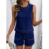 image:imageSidefeel Womens Denim Set Summer 2 Piece Short Sets Sleeveless Jean Top High Waisted Denim Shorts Bluing Small