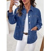 image:imageSidefeel Womens Jean Jacket Casual Long Sleeve Button Down Oversized Boyfriend Trendy Denim Jacket CoatBlue