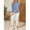image:imageSidefeel Womens Jean Jacket Casual Long Sleeve Button Down Oversized Boyfriend Trendy Denim Jacket CoatWashed Blue