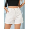 image:imageSidefeel Womens Jean Shorts High Waisted Stretchy Folded Hem Casual Trendy Patchwork Loose Fit Summer Denim ShortsCream White