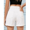 image:imageSidefeel Womens Jean Shorts High Waisted Stretchy Folded Hem Casual Trendy Patchwork Loose Fit Summer Denim ShortsCream White