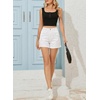 image:imageSidefeel Womens Jean Shorts High Waisted Stretchy Folded Hem Casual Trendy Patchwork Loose Fit Summer Denim ShortsCream White