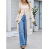 image:imageSidefeel Womens Long Cardigans Crochet Duster Button Up Bell Long Sleeve Trendy Fall Lightweight SweatersBeige