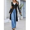 image:imageSidefeel Womens Long Cardigans Crochet Duster Button Up Bell Long Sleeve Trendy Fall Lightweight SweatersBlack