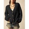 image:imageSidefeel Womens Oversized Cardigan Sweaters Long Sleeve Button Down Open Front Knit Jacket Coat with PocketsBlack