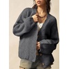 image:imageSidefeel Womens Oversized Cardigan Sweaters Long Sleeve Button Down Open Front Knit Jacket Coat with PocketsDark Grey