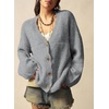 image:imageSidefeel Womens Oversized Cardigan Sweaters Long Sleeve Button Down Open Front Knit Jacket Coat with PocketsGray