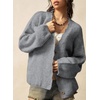 image:imageSidefeel Womens Oversized Cardigan Sweaters Long Sleeve Button Down Open Front Knit Jacket Coat with PocketsGray