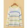 image:imageSidefeel Womens Sweaters 2026 Lightweight Casual Off Shoulder Long Sleeve Crochet Striped Knit Pullover Tops ClothingYellow