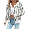 image:imageSidefeel Womens Button Down Cardigan Sweater Long Sleeve Cute Floral Printed Cropped Sweater CoatsWhite