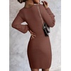 image:imageSidefeel Womens 2026 Fall Winter Ribbed Knit Sweater Dress Casual Long Sleeve Sexy V Neck Bodycon Mini DressBrown