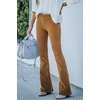 image:imageSidefeel Womens Flare Corduroy Pants Elastic Waist Trousers  Bell BottomTummy Control Flat Front Full Length PullOn Closure Retro Style Soft Comfy Fall OutfitsA 21 Khaki