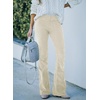 image:imageSidefeel Womens Flare Corduroy Pants Elastic Waist Trousers  Bell BottomTummy Control Flat Front Full Length PullOn Closure Retro Style Soft Comfy Fall OutfitsA Beige