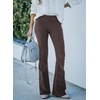 image:imageSidefeel Womens Flare Corduroy Pants Elastic Waist Trousers  Bell BottomTummy Control Flat Front Full Length PullOn Closure Retro Style Soft Comfy Fall OutfitsA Deep Brown