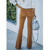image:imageSidefeel Womens Flare Corduroy Pants Elastic Waist Trousers  Bell BottomTummy Control Flat Front Full Length PullOn Closure Retro Style Soft Comfy Fall OutfitsA Khaki