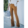 image:imageSidefeel Womens Flare Corduroy Pants Elastic Waist Trousers  Bell BottomTummy Control Flat Front Full Length PullOn Closure Retro Style Soft Comfy Fall OutfitsA Khaki