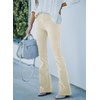 image:imageSidefeel Womens Flare Corduroy Pants Elastic Waist Trousers  Bell BottomTummy Control Flat Front Full Length PullOn Closure Retro Style Soft Comfy Fall OutfitsA Beige
