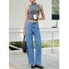 image:imageSidefeel Jeans for Women Drawstring Barrel Denim Pants Light Blue 16  Stretchy Jeans Side Seam PocketsTapered Ankle LengthHigh WaistedVertical SeamLoosefitAdjustable DrawstringCausal