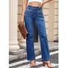 image:imageSidefeel Jeans for Women High Waisted Straight Leg Denim Pants  Soft Stretchy Denim Dual Button Closure Full Length Relaxed Fit Wide Leg Jeans with Pockets Dressy Casual WearBluing