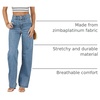 image:imageSidefeel Jeans for Women High Waisted Straight Leg Denim Pants  Soft Stretchy Denim Dual Button Closure Full Length Relaxed Fit Wide Leg Jeans with Pockets Dressy Casual WearVintage Blue