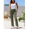 image:imageSidefeel Jeans for Women High Waisted Straight Leg Denim Pants  Soft Stretchy Denim Dual Button Closure Full Length Relaxed Fit Wide Leg Jeans with Pockets Dressy Casual WearGreen
