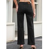 image:imageSidefeel Jeans for Women High Waisted Straight Leg Denim Pants  Soft Stretchy Denim Dual Button Closure Full Length Relaxed Fit Wide Leg Jeans with Pockets Dressy Casual WearBlack
