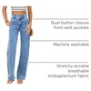 image:imageSidefeel Jeans for Women High Waisted Straight Leg Denim Pants  Soft Stretchy Denim Dual Button Closure Full Length Relaxed Fit Wide Leg Jeans with Pockets Dressy Casual WearWashed Light Blue