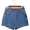 image:imageSidefeel Skorts for Woman High Waisted Wrap Jean Skort Denim Shorts  AsymmetricalStretchy FabricSummer Jean ShortSkirt with Shorts UnderneathSpringFall OutfitDatingPartyLight Blue