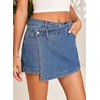 image:imageSidefeel Skorts for Woman High Waisted Wrap Jean Skort Denim Shorts  AsymmetricalStretchy FabricSummer Jean ShortSkirt with Shorts UnderneathSpringFall OutfitDatingPartyLight Blue