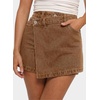 image:imageSidefeel Skorts for Woman High Waisted Wrap Jean Skort Denim Shorts  AsymmetricalStretchy FabricSummer Jean ShortSkirt with Shorts UnderneathSpringFall OutfitDatingPartyBrown