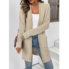 image:imageSidefeel Womens 2025 Fall Outfits Long Sleeve Open Front Cardigan Sweaters Trendy Chunky Hexagon Knit Sweaters CoatApricot