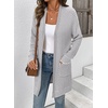 image:imageSidefeel Womens 2025 Fall Outfits Long Sleeve Open Front Cardigan Sweaters Trendy Chunky Hexagon Knit Sweaters CoatGray