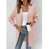 image:imageSidefeel Womens 2025 Fall Outfits Long Sleeve Open Front Cardigan Sweaters Trendy Chunky Hexagon Knit Sweaters CoatPink