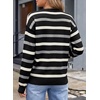 image:imageSidefeel Womens 3D Floral Long Sleeve Crewneck Striped Sweaters  Soft Cozy Fabric Raised Knit Flower Loose Fit Pullover Tops Cute 2026 Fall Outfits for Dates Casual and Weekend OutingsBlack Stripe