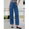 image:imageSidefeel Womens Barrel Jeans Drawstring Baggy Denim Pants Bluing Size 6  Stretchy Jeans Side Seam PocketsTapered Ankle LengthHigh WaistedVertical SeamLoosefitAdjustable DrawstringCausal