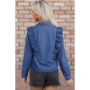 image:imageSidefeel Womens Button Denim Shirt Casual Long Sleeve 2026 Fall Deep VShaped Ruffled Edge Jean Blouses TopsLight Blue