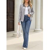 image:imageSidefeel Womens Button Up Collared Knit Cardigan Sweaters  Cropped CardiganColor Block CollarLong SleeveLightweightJacquard KnitGeometric PatternFall OutfitMidHip LengthGray