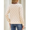 image:imageSidefeel Womens Button Up Collared Knit Cardigan Sweaters  Cropped CardiganColor Block CollarLong SleeveLightweightJacquard KnitGeometric PatternFall OutfitMidHip LengthApricot