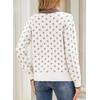 image:imageSidefeel Womens Button Up Collared Knit Cardigan Sweaters  Cropped CardiganColor Block CollarLong SleeveLightweightJacquard KnitGeometric PatternFall OutfitMidHip LengthWhite