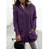 image:imageSidefeel Womens Cable Knit Fleece Lined Hood Cardigan Sweaters  Women Knit CardiganPatch PocketsButton FrontWarm Fall WinterCozy OversizedCasual WearHooded Purple