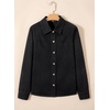 image:imageSidefeel Womens Denim Shirt Button Down Long Sleeve Oversized Seam Panel Jean Denim TopsBlack