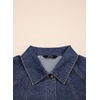 image:imageSidefeel Womens Denim Shirt Button Down Long Sleeve Oversized Seam Panel Jean Denim TopsDark Blue