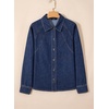 image:imageSidefeel Womens Denim Shirt Button Down Long Sleeve Oversized Seam Panel Jean Denim TopsDark Blue