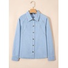 image:imageSidefeel Womens Denim Shirt Button Down Long Sleeve Oversized Seam Panel Jean Denim TopsSky Blue