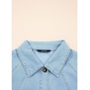 image:imageSidefeel Womens Denim Shirt Button Down Long Sleeve Oversized Seam Panel Jean Denim TopsSky Blue