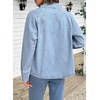 image:imageSidefeel Womens Denim Shirt Button Down Long Sleeve Oversized Seam Panel Jean Denim TopsSky Blue