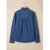 image:imageSidefeel Womens Denim Shirt Button Down Long Sleeve Ruffled Edge Trendy Jean Shackets Blouses TopsBlue